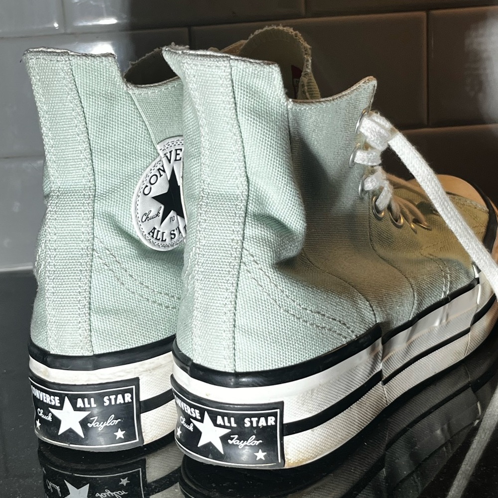 Converse High Top Sneakers in Minty Green Canvas - Picture 4 of 7